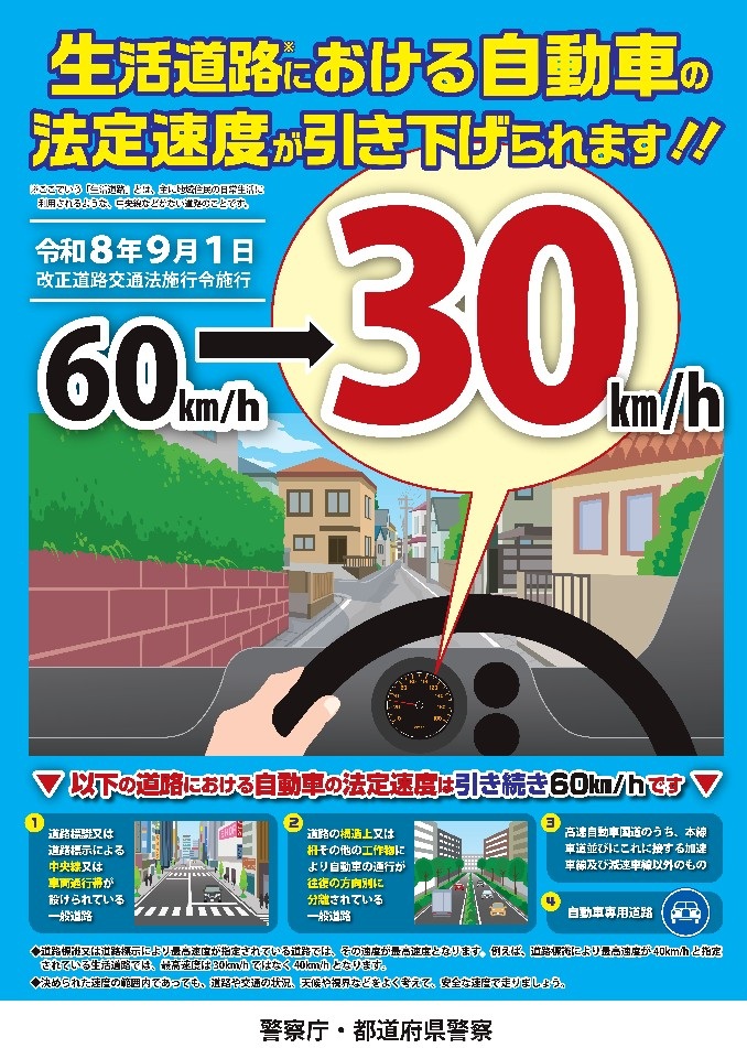 生活道路規制変更のポスター写真